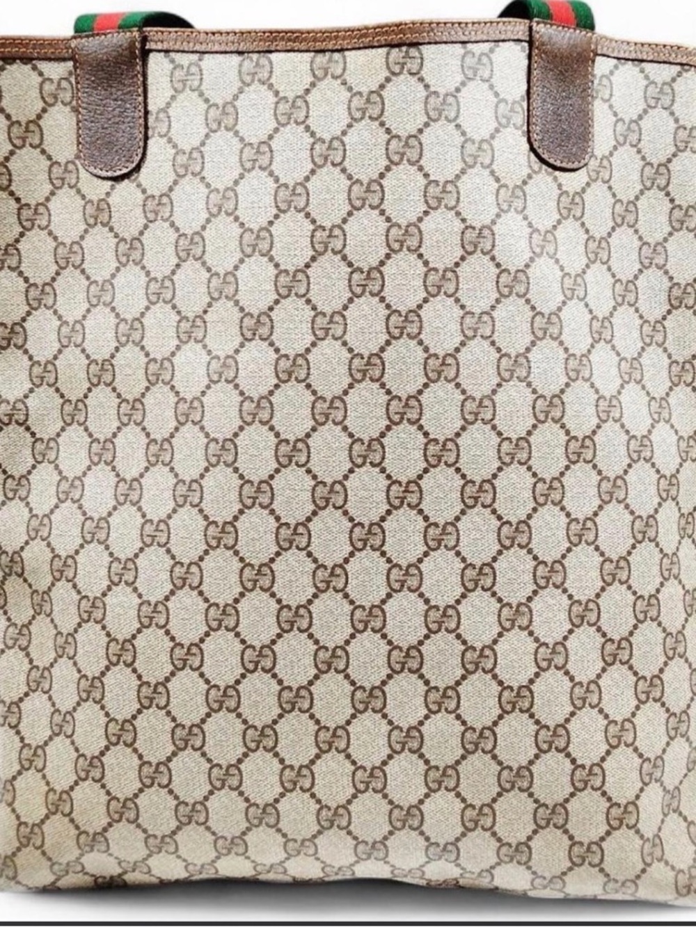 🔝Gucci brown canvas tote bag with red & green webbing straps - Picture 4 of 10